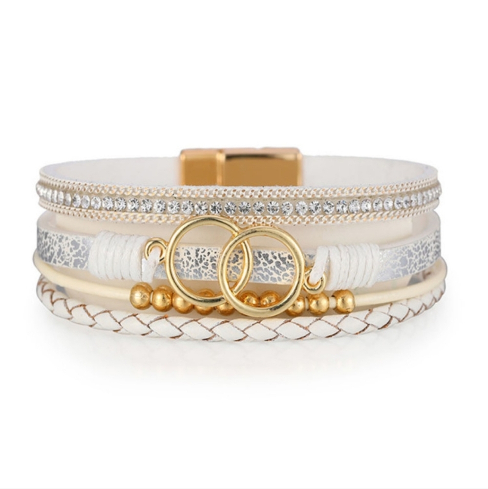✨️Sale✨️White Ring Beads Hand-woven Buckle Bracelet
